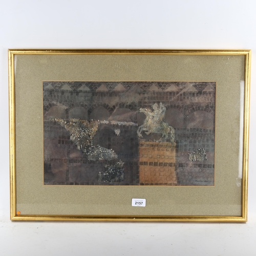 2157 - J Martin, mixed media, abstract, signed and dated 1963, 11