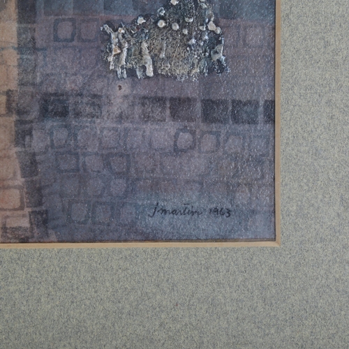 2157 - J Martin, mixed media, abstract, signed and dated 1963, 11