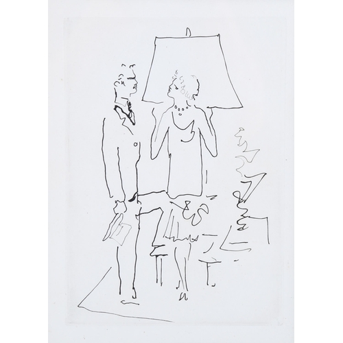 2167 - Jean Cocteau, etching, Le Bal, from an edition of 240 copies, 1953, plate 21cm x 15cm, framed