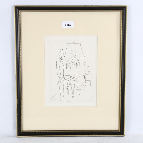 2167 - Jean Cocteau, etching, Le Bal, from an edition of 240 copies, 1953, plate 21cm x 15cm, framed