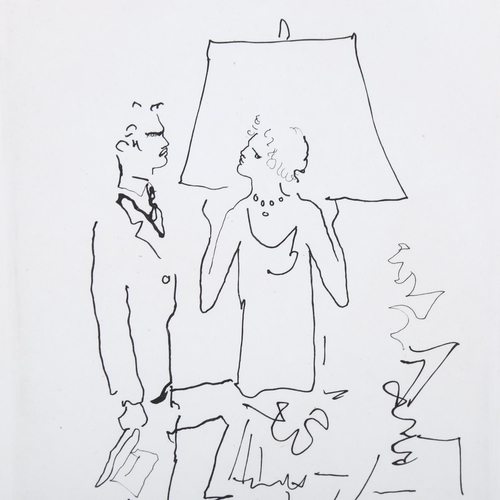 2167 - Jean Cocteau, etching, Le Bal, from an edition of 240 copies, 1953, plate 21cm x 15cm, framed