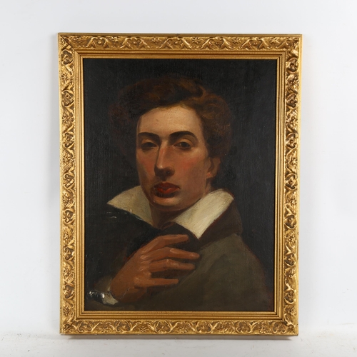 2172 - 19th/20th century oil on panel, portrait of an actor, unsigned, 46cm x 34cm, framed