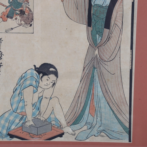 2183 - Kitagawa Utamaro, Japanese woodblock print, rat catcher, signed, image 38cm x 24cm, framed