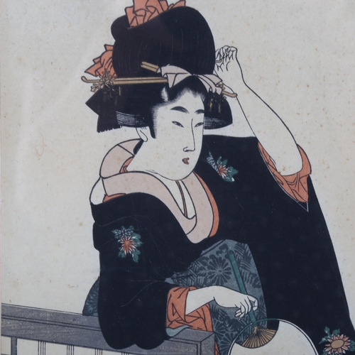 2184 - Kitagawa Utamaro, Japanese woodblock print, woman beside a screen, published by Tsutaya Juzaburo, im... 