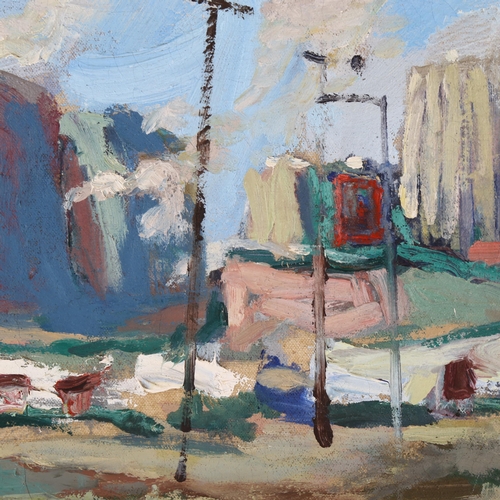 2193 - Alan Rankle, oil on canvas, scene at Dungeness, 1990, 70cm x 60cm, framed