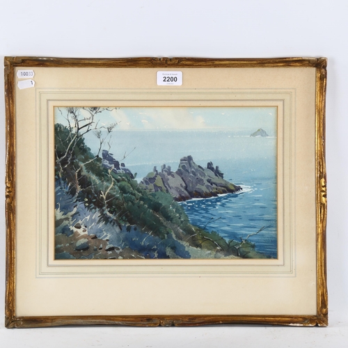 2200 - Arthur Bradbury (1892 - 1977), watercolour, Dorset coast, signed, 24cm x 33cm, framed