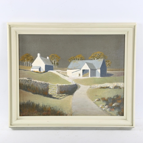 2206 - Fred Bungay, acrylic on board, hill farm, 34cm x 43cm, framed