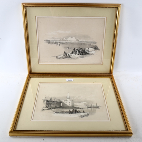 2212 - David Roberts, pair of 19th century lithographs, quay at Suez, and Pyramids of Gezeeh from the Nile,... 