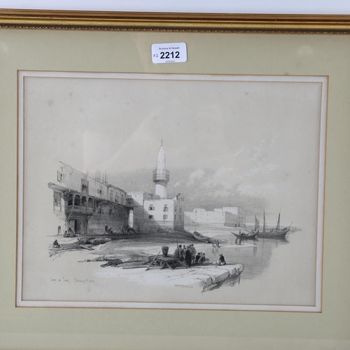 2212 - David Roberts, pair of 19th century lithographs, quay at Suez, and Pyramids of Gezeeh from the Nile,... 