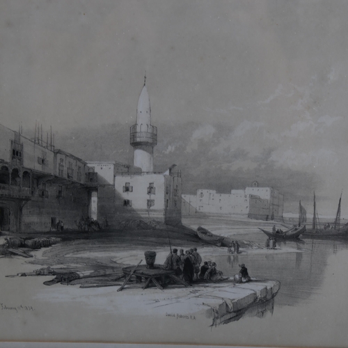 2212 - David Roberts, pair of 19th century lithographs, quay at Suez, and Pyramids of Gezeeh from the Nile,... 