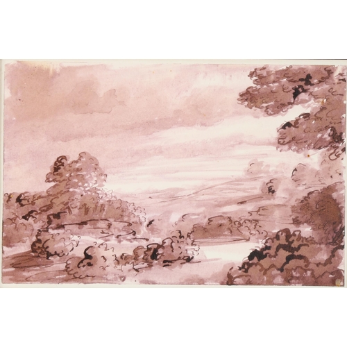 2219 - John Afflick (born 1967), ink and sepia wash, landscape, 16cm x 25cm, framed