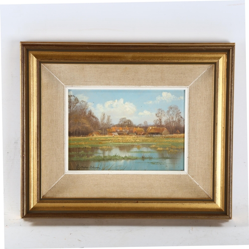 2220 - Christopher Osborne, oil on board, Alfriston, 12cm x 17cm, framed