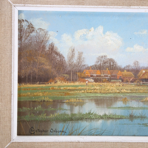 2220 - Christopher Osborne, oil on board, Alfriston, 12cm x 17cm, framed