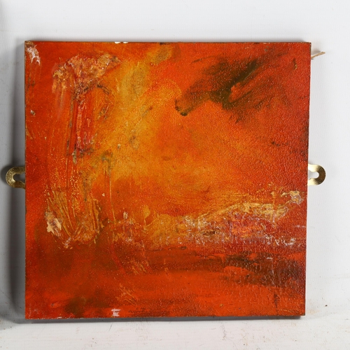 2234 - Alan Rankle, oil on copper, orange abstract 1995, 17cm x 18cm, and landscape study 2004, 20cm x 30cm... 