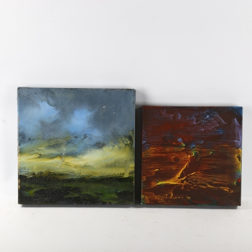 2236 - Alan Rankle, 2 oils on canvas, abstract landscapes, 2010, largest 30cm x 30cm, unframed (2)