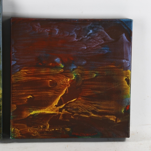 2236 - Alan Rankle, 2 oils on canvas, abstract landscapes, 2010, largest 30cm x 30cm, unframed (2)