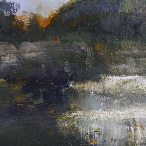 2238 - Alan Rankle, oil on board, study for waterfall, 2003, 20cm x 30cm, framed