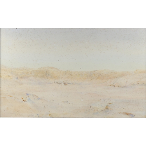 2247 - Late 19th/early 20th century watercolour, the Temple of Hatshepsut, Egypt, indistinctly signed, 46cm... 