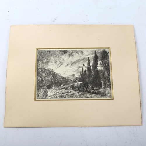 2253 - Samuel Palmer, engraving, the early ploughman, image 14cm x 20cm, mounted