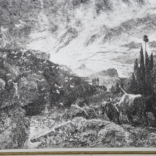 2253 - Samuel Palmer, engraving, the early ploughman, image 14cm x 20cm, mounted