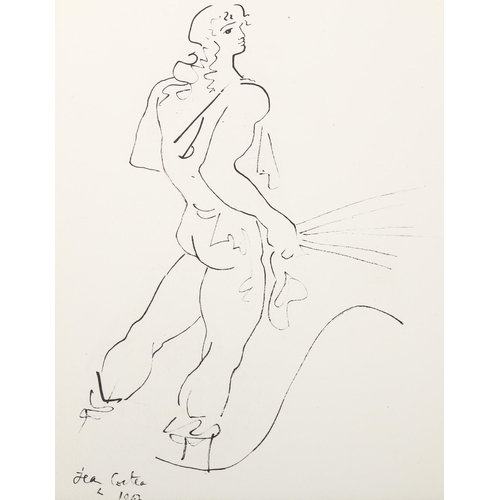 2254 - Jean Cocteau, lithograph, male figure in profile, printed 1947 on Hollande paper from an edition of ... 