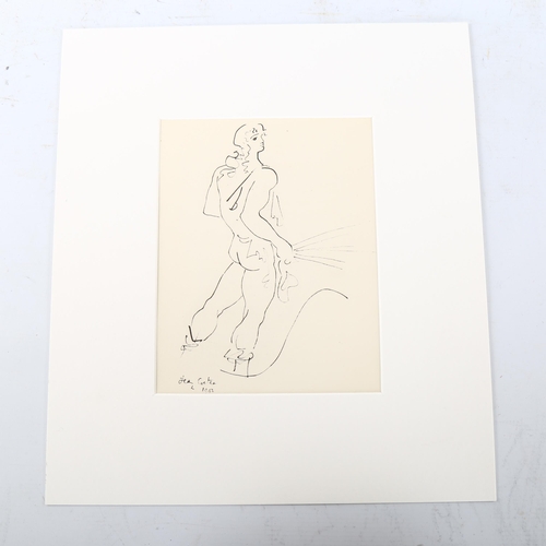 2254 - Jean Cocteau, lithograph, male figure in profile, printed 1947 on Hollande paper from an edition of ... 