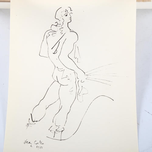 2254 - Jean Cocteau, lithograph, male figure in profile, printed 1947 on Hollande paper from an edition of ... 