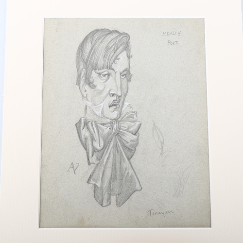 2257 - Albert Ormsby Wood (1904 - 1977), pencil/chalk portrait of Alfred Lord Tennyson, circa 1930s, signed... 