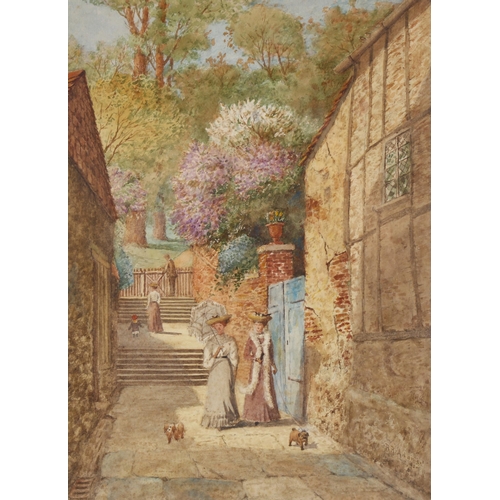 2265 - R Adams, watercolour, ladies walking their dogs, 35cm x 25cm, framed