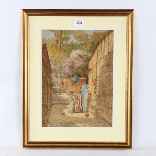 2265 - R Adams, watercolour, ladies walking their dogs, 35cm x 25cm, framed