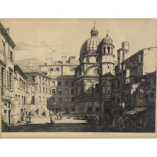 2266 - Francis Unwin (1885 - 1925), etching, Italian street scene, signed in pencil, plate 24cm x 34cm, fra... 