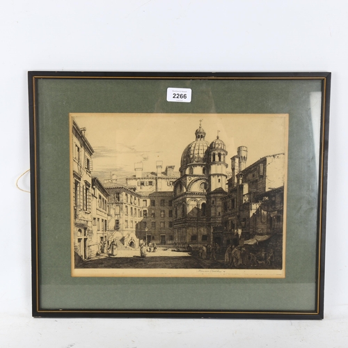 2266 - Francis Unwin (1885 - 1925), etching, Italian street scene, signed in pencil, plate 24cm x 34cm, fra... 