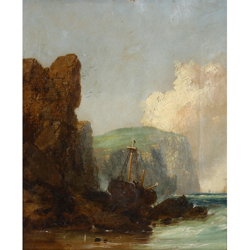 2268 - Edmund John Niemann (1813 - 1876), oil on canvas, shipwreck, Flamborough Head Yorkshire, signed, 30c... 