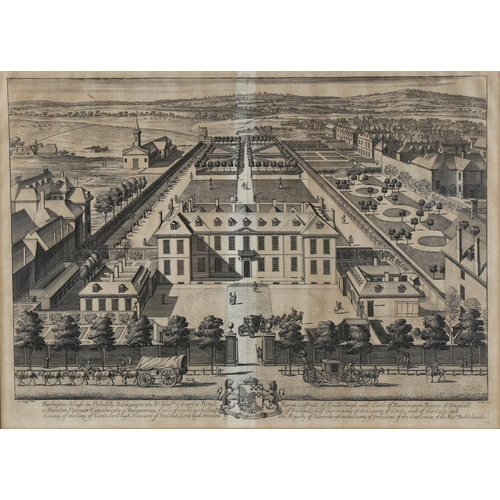 2270 - Johannes Kip, engraving, Burlington House, printed 1707, 36cm x 58cm, framed