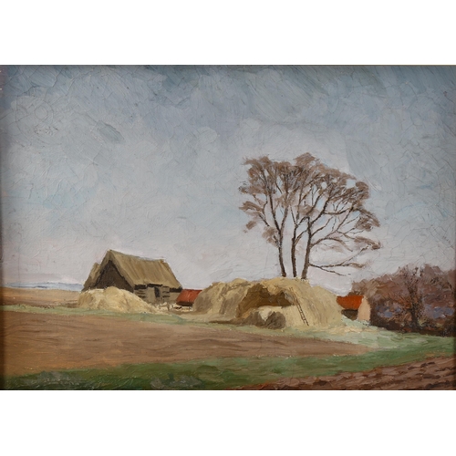 2273 - B W Williamson, oil on canvas, farm scene, signed with initials under the mount, dated 1938 verso, 2... 