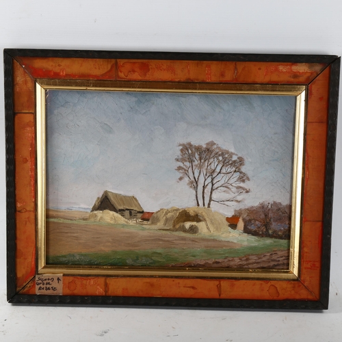 2273 - B W Williamson, oil on canvas, farm scene, signed with initials under the mount, dated 1938 verso, 2... 