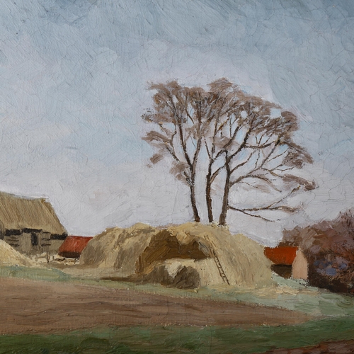 2273 - B W Williamson, oil on canvas, farm scene, signed with initials under the mount, dated 1938 verso, 2... 