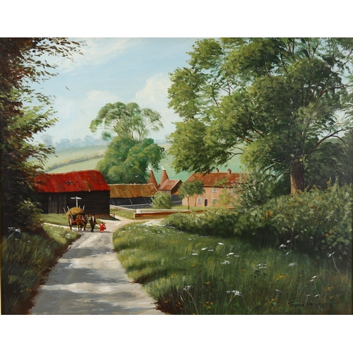 2279 - Terence Macklin, oil on board, farm scene, 40cm x 50cm, framed