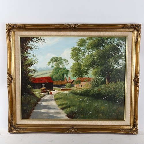 2279 - Terence Macklin, oil on board, farm scene, 40cm x 50cm, framed