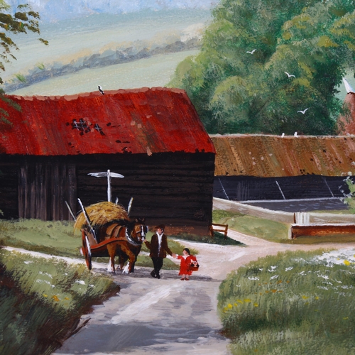 2279 - Terence Macklin, oil on board, farm scene, 40cm x 50cm, framed