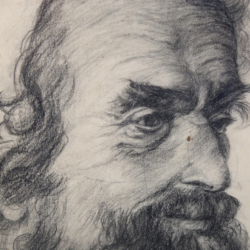 2287 - Charcoal on paper, head portrait of a man, unsigned, 40cm x 33cm, framed