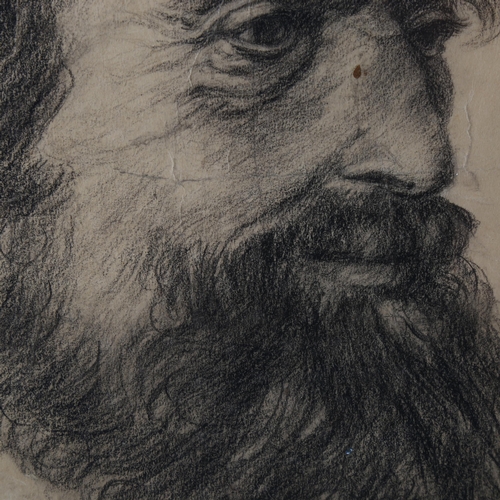 2287 - Charcoal on paper, head portrait of a man, unsigned, 40cm x 33cm, framed