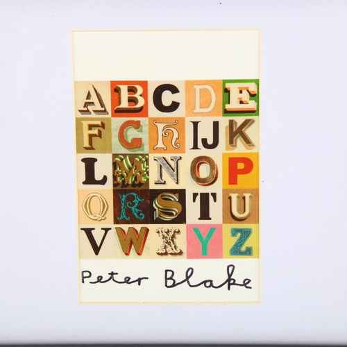 2299 - Peter Blake, 3 postcard prints from the De La Warr Exhibition Bexhill, all signed in pen, mounted in... 