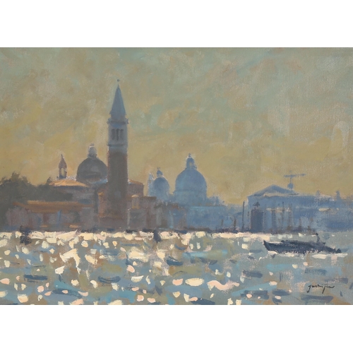 2304 - Justin Tew (born 1969), oil on canvas, Lagoon Venice, signed, 30cm x 40cm, framed