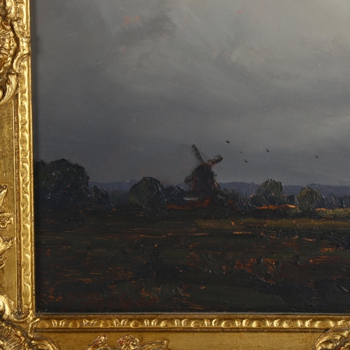 2309 - John Foulger, oil on board, Norfolk landscape, 1977, 24cm x 29cm, framed