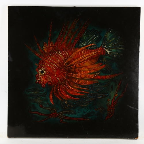 2311 - Klaus Zilken, oil on board, Rotfeuerfisch, signed verso with date 1967, 64cm x 64cm, unframed