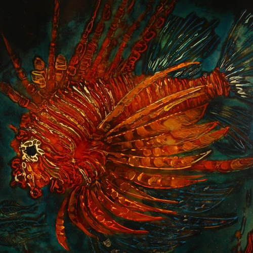 2311 - Klaus Zilken, oil on board, Rotfeuerfisch, signed verso with date 1967, 64cm x 64cm, unframed