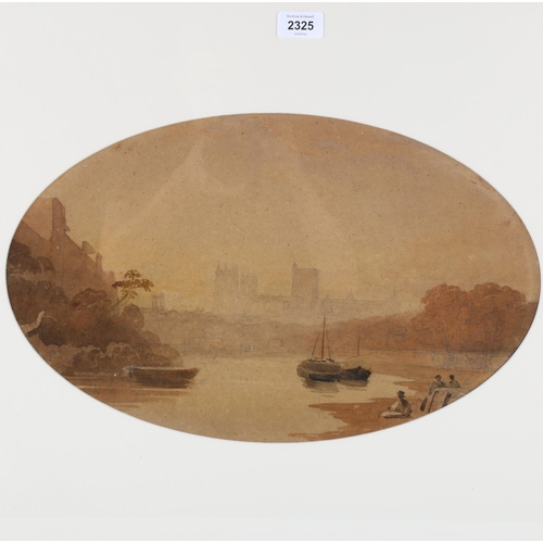 2325 - John Varley, watercolour, York Minster from the river, unsigned, Spink & Son label verso, 28cm x 45c... 