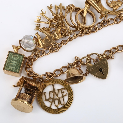 54 - CHARITY LOT (SOLD ON BEHALF OF SARA LEE TRUST) - a mid-20th century 9ct gold curb link charm bracele... 