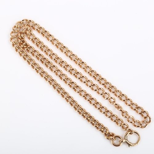 60 - An Antique 9ct rose gold curb link chain necklace, indistinct maker's marks, hallmarks probably Ches... 